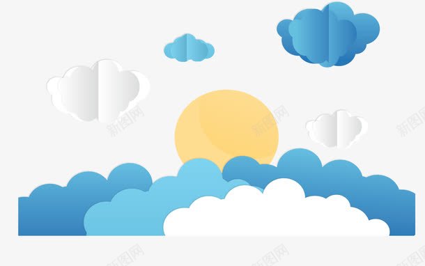 折纸效果云朵太阳png免抠素材_新图网 https://ixintu.com 云中的太阳 云朵 太阳 折纸云朵 矢量png 美丽天空