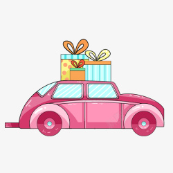 粉色粉嫩盆子粉红色送礼物的小车高清图片