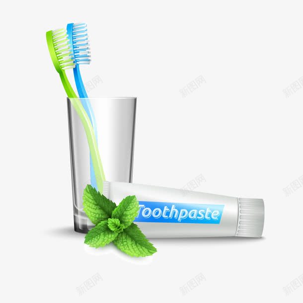 牙膏png免抠素材_新图网 https://ixintu.com 杯子 牙刷 牙杯 牙膏 薄荷叶