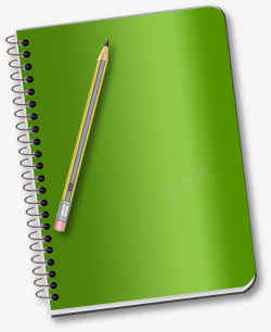 白色铅笔开学季绿色笔记本高清图片