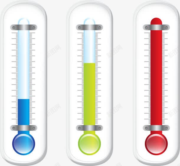 三个温度计png免抠素材_新图网 https://ixintu.com 低温 测量温度 温度计 高温