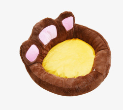 棕色加绒猫脚印坐垫猫窝素材