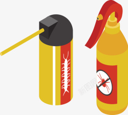 瓶装黄色杀虫剂两瓶杀虫喷雾矢量图高清图片