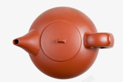 红色茶壶瓷器简洁茶文化红色茶壶俯视图高清图片
