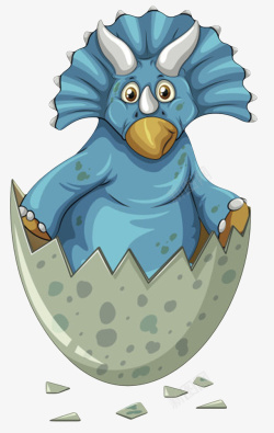 蓝色恐龙在灰色的鸡蛋卡通素材