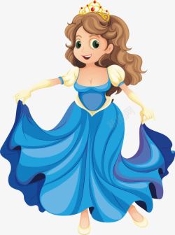 参加舞会蓝色长裙的公主高清图片
