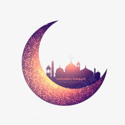 发光清真寺创意月亮和发光的清真寺高清图片