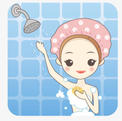 卡通洗澡女孩素材