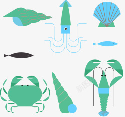 乌贼设计创意夏季海产品装饰图案高清图片