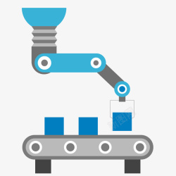 一只正在从运输带提起货物的机械矢量图素材