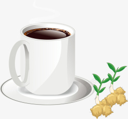 一杯姜茶平面广告矢量图素材