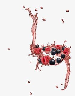 喷溅的草莓汁葡萄汁高清图片
