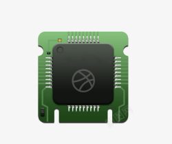 芯片装饰绿色模型电子芯片高清图片