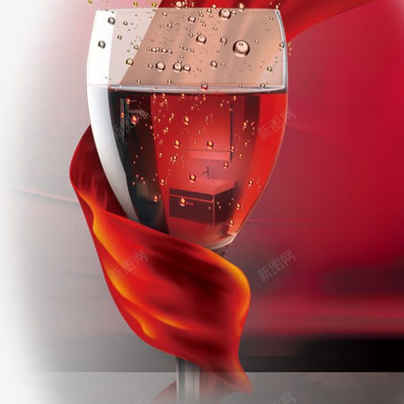 丝绸环绕的红酒杯png免抠素材_新图网 https://ixintu.com 丝绸 环绕 玻璃 红酒杯