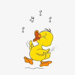 唱歌小鸭子手绘黄色唱歌鸭子矢量图高清图片