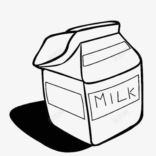 牛奶盒手绘简笔画图标png_新图网 https://ixintu.com 乳制品 包装盒 手绘卡通 手绘牛奶盒 牛奶 牛奶包装 牛奶盒黑白画 盒子 黑白画 黑白简笔牛奶盒