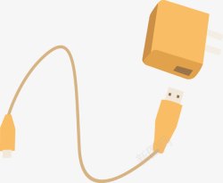 USB插排黄色手绘充电头图标高清图片