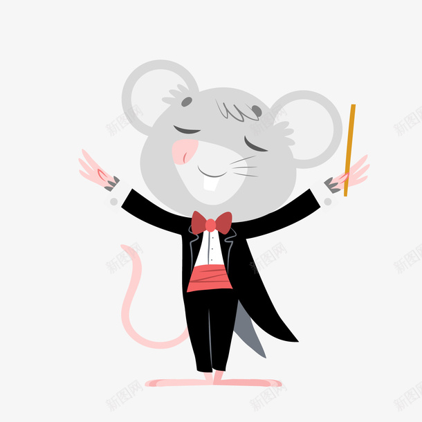 卡通音乐指挥老鼠png免抠素材_新图网 https://ixintu.com 卡通动物 卡通老鼠 小老鼠 老鼠生日 背景装饰 音乐指挥官