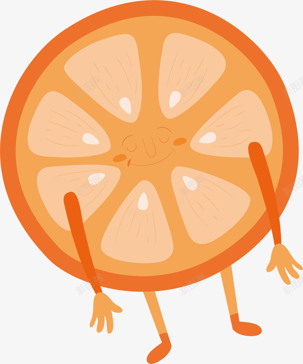 一半西柚手绘矢量图ai免抠素材_新图网 https://ixintu.com 动漫 卡通 新鲜 果肉 橙色 水果 西柚 矢量图