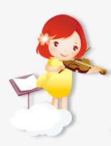 卡通人物png免抠素材_新图网 https://ixintu.com 乐器 云彩 小女孩 开心 拉小提琴 拉小提琴的小朋友 插画 梦幻 童趣 音乐
