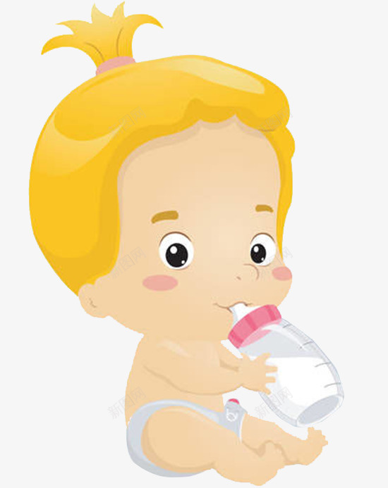 卡通扎头发小婴儿在喝奶png免抠素材_新图网 https://ixintu.com 卡通 喝牛奶 小孩喝奶 小孩子 开心可爱的 扎头发 有营养的
