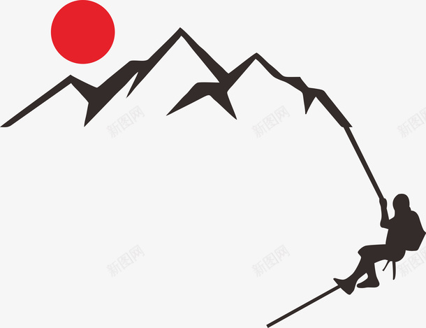 登山人物雕刻图案图标cdr_新图网 https://ixintu.com 图案 往上爬 攀登 登山人物 落日 雕刻