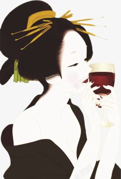 日本女人喝茶的女人高清图片