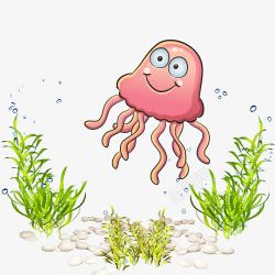 彩色海草水母卡通海洋生物海洋世界高清图片