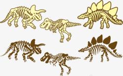 白垩纪恐龙化石矢量图高清图片