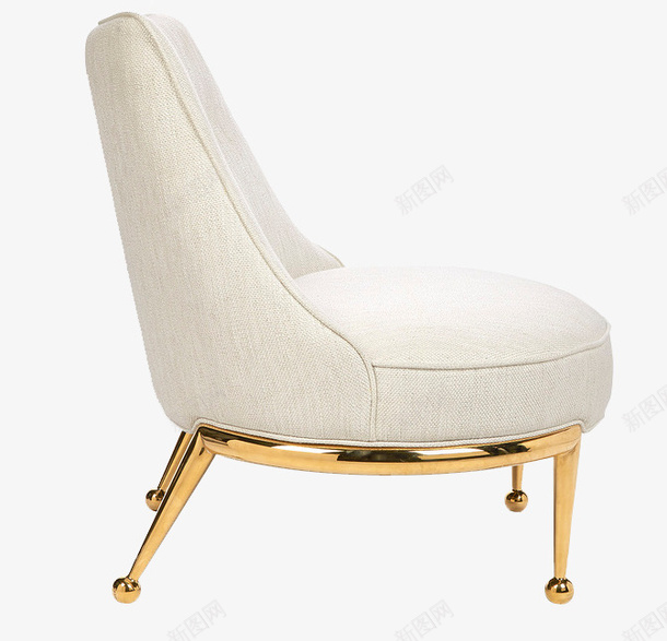 单人沙发png免抠素材_新图网 https://ixintu.com 家具 座椅 白色 金色