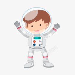 卡通外太空宇航员男孩矢量图素材
