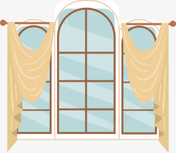 厨房家具手绘室内装修窗户窗帘插画高清图片