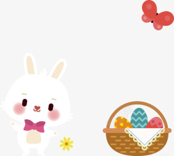 卡通复活节小兔子彩蛋篮子表情素矢量图素材