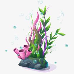 卡通海底的珊瑚动物素材