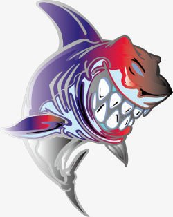 呲牙咧嘴的鲨鱼手绘图素材
