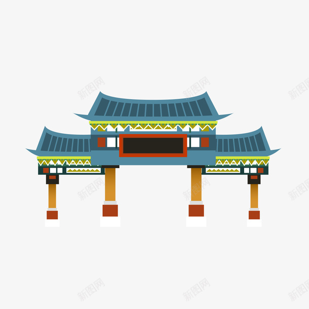 手绘建筑png免抠素材_新图网 https://ixintu.com 古建筑 城楼 建筑 房子 装饰图 装饰画