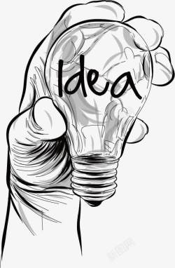 素描灯泡创意idea图标矢量图高清图片