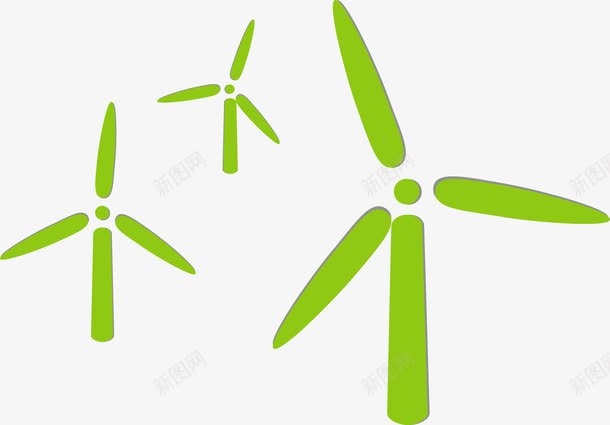 三个电力风车png免抠素材_新图网 https://ixintu.com 再生能源 发电 新能源 电力风车 绿色环保 风力发电 风能 风车