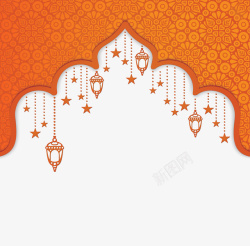 橘色伊斯兰教花纹矢量图素材