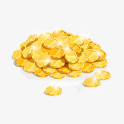 金色的装饰镂花闪亮金币堆高清图片