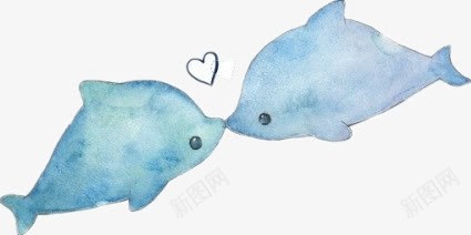 接吻的蓝色鲸鱼png免抠素材_新图网 https://ixintu.com 接吻 接吻图 爱心 蓝色 鲸鱼