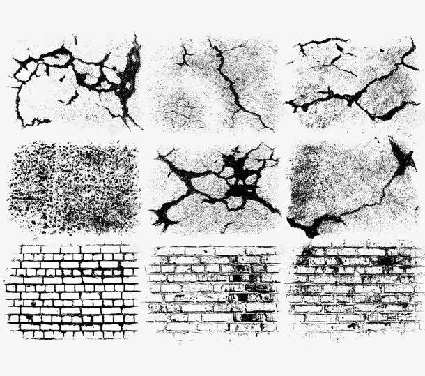 墙体裂痕png免抠素材_新图网 https://ixintu.com 墙体 干裂 砖头 破碎 裂痕