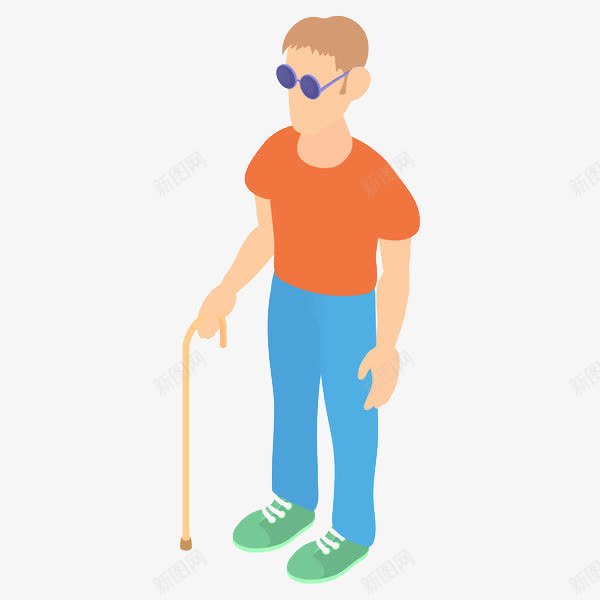 戴着墨镜盲人png免抠素材_新图网 https://ixintu.com 卡通 坏掉的眼睛 失去视觉 盲人 盲杖 看不见 瞎 瞎子 视力障碍