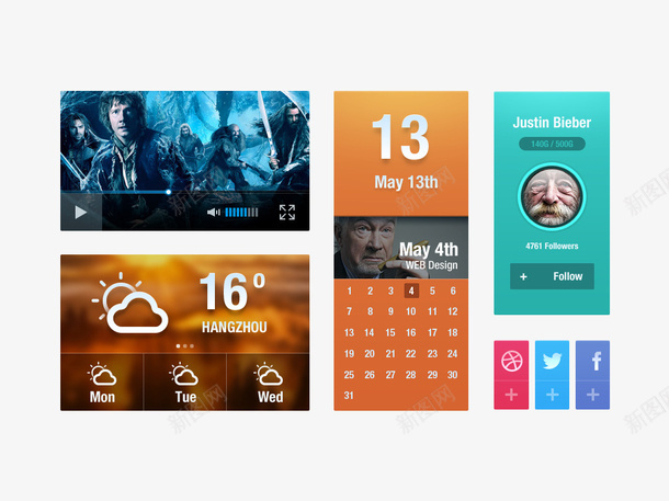 网页控件png免抠素材_新图网 https://ixintu.com 天气 控件 网页 视频
