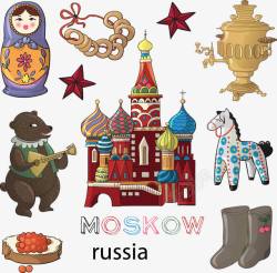 俄罗斯风情手绘卡通俄罗斯风情高清图片