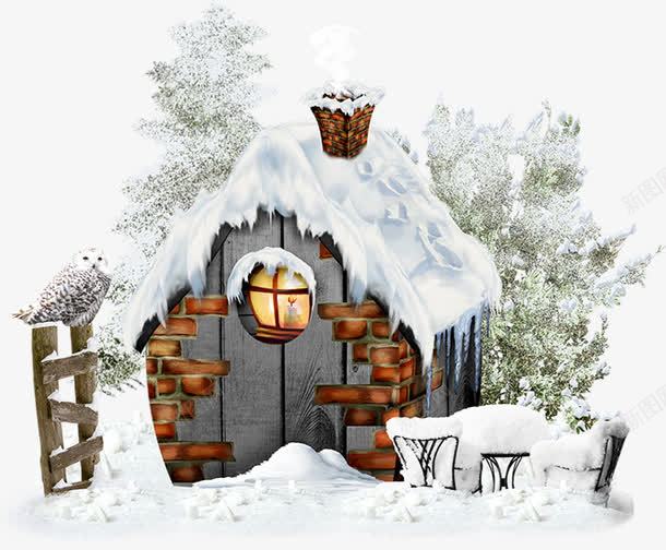 冬天被雪覆盖的房子png免抠素材_新图网 https://ixintu.com 下雪 冬天 房子 森林