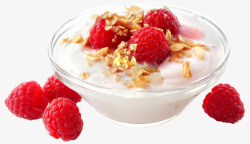 添加酸奶麦片莓子麦片酸奶碗高清图片