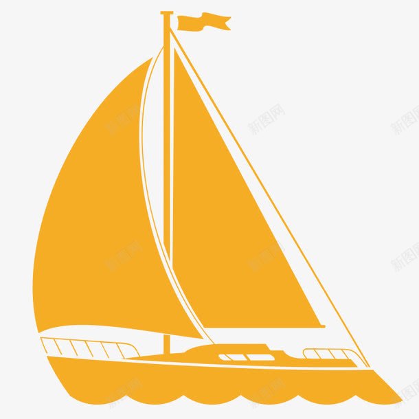帆船轮廓png免抠素材_新图网 https://ixintu.com 小船 帆船 矢量装饰 船 装饰 黄色
