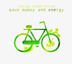 生态理念骑行自行车低碳元素高清图片