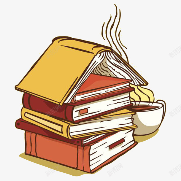 卡通书和咖啡png免抠素材_新图网 https://ixintu.com 书 书和咖啡 书本 书籍 信息 咖啡 咖啡书 学习 提神 文学 知识 阅读 饮料
